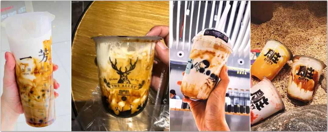 （图片说明：今夏最火的茶饮都拥有同款黑糖虎纹挂壁。）