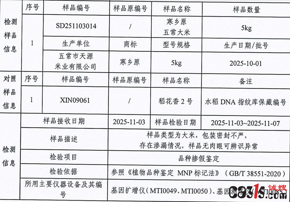 “小韩夫妇”直播间五常大米涉嫌掺假:检测显示近半为假冒(图2) 2025112015384355265.png